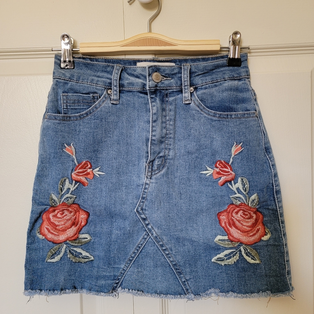Flower Denim Skirt